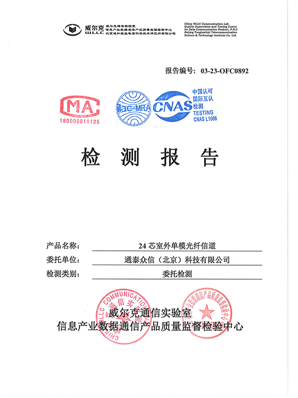 光纤信道检测报告